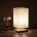 Portátil veladora BLANCO base de madera y lino, en caja