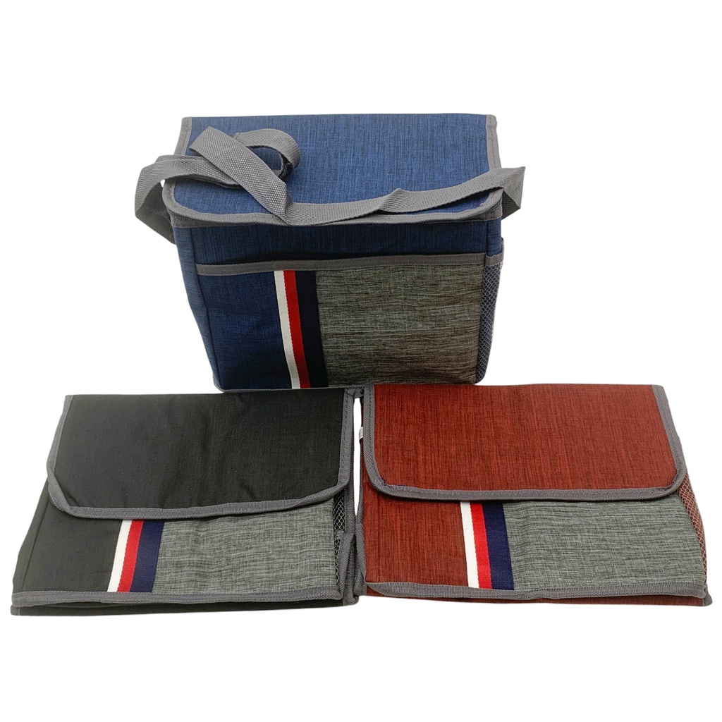 Bolso lunchera de poliéster, aislante térmico, con asa y correa, varios colores
