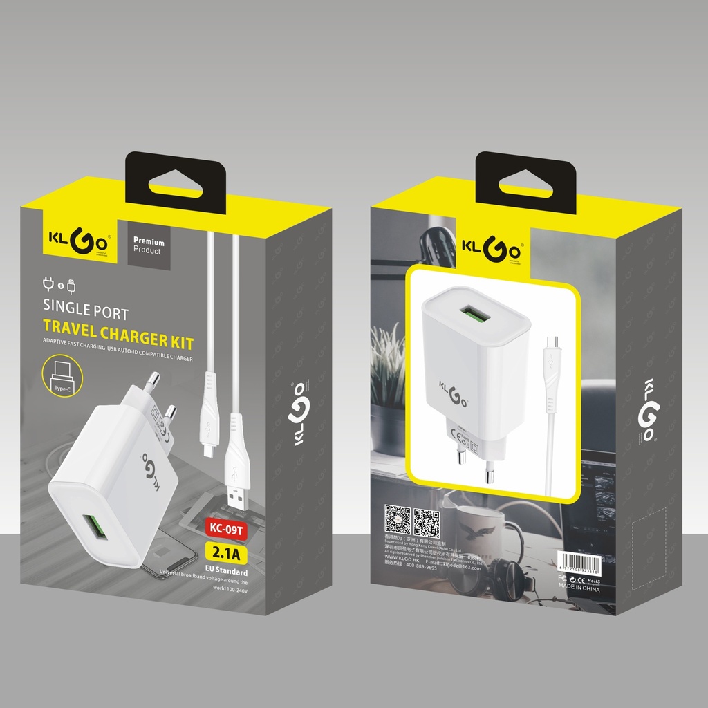 Cargador con cable USB-C, KLGO en caja