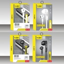 Auriculares con cable auxiliar 3.5mm, varios colores, KLGO en caja