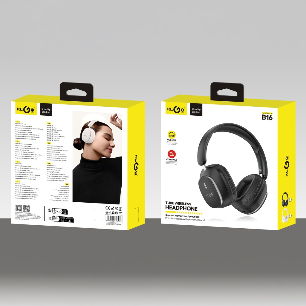 Auriculares vincha inalámbricos con bluetooth KLGO, en caja, varios colores