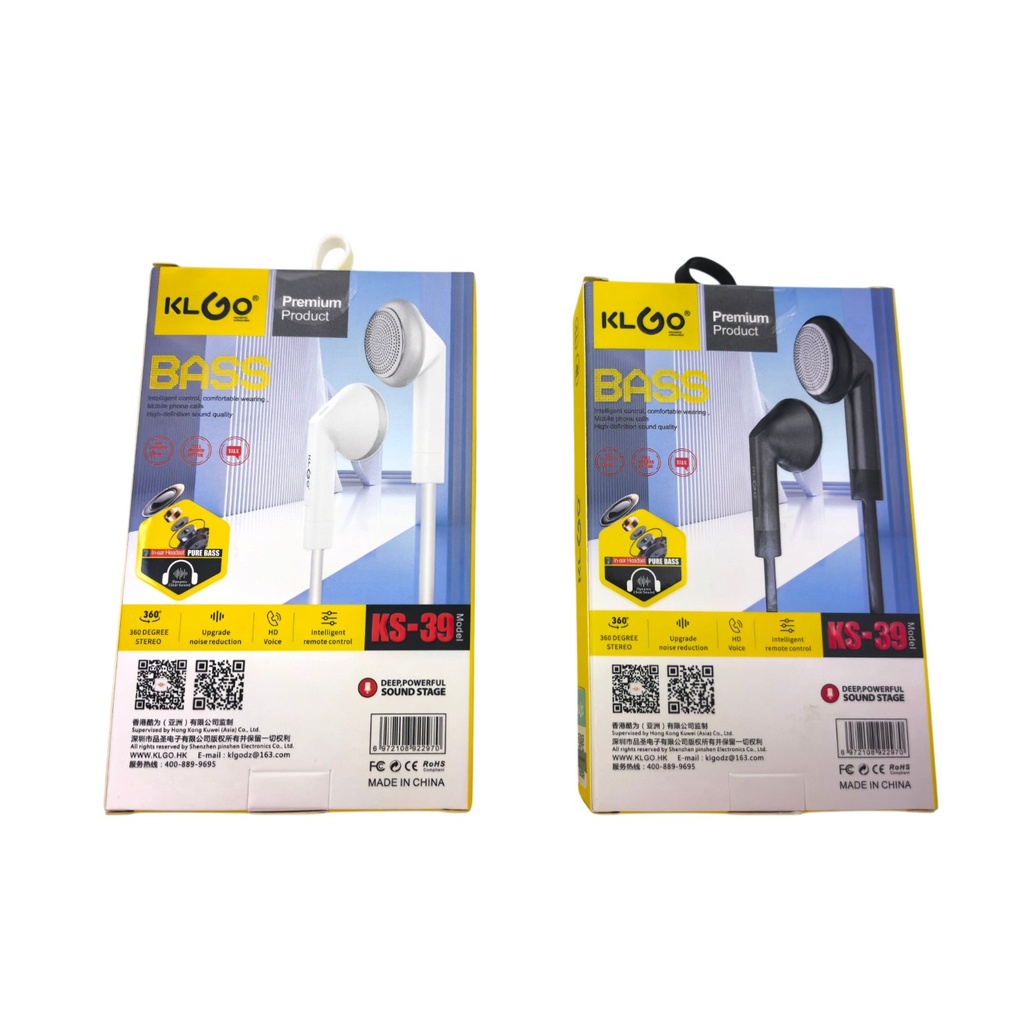 Auriculares con cable auxiliar 3,5mm, varios colores, KLGO, en caja