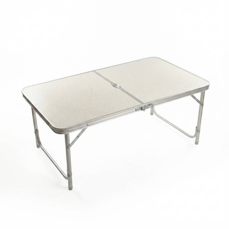 Mesa de aluminio plegable, con asa en caja