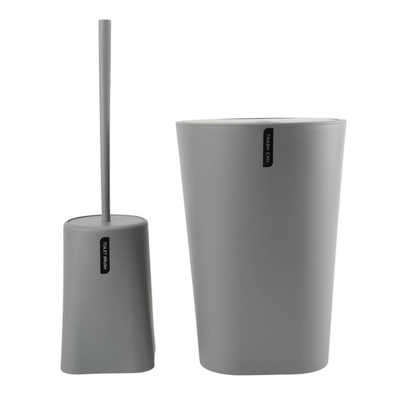 Cepillo para WC con papelera, de plástico, GRIS, Berlina Home, en caja