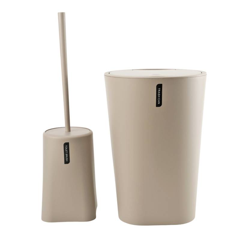 [G3262B] Cepillo para WC con papelera, de plástico, BEIGE, Berlina Home, en caja
