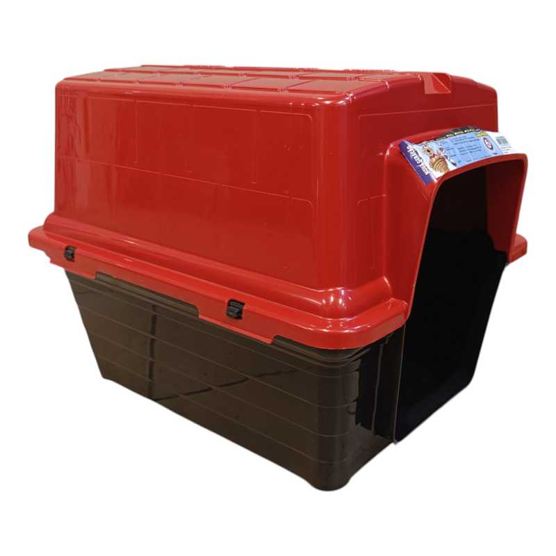 [G3323] Casita para mascotas Nº2, de plástico desarmable modelo tradicional, techo ROJO FURACAO