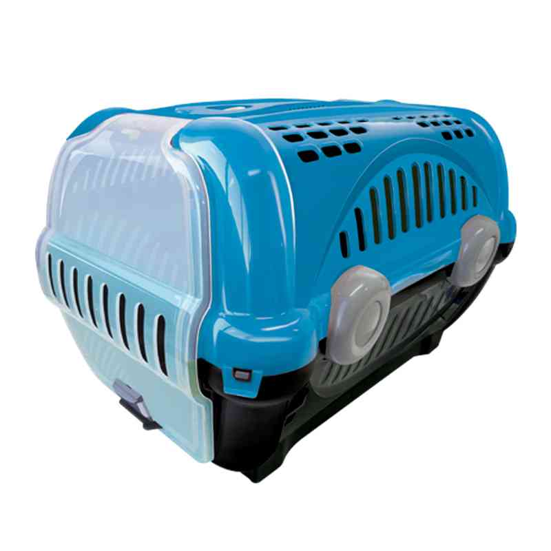 [G3326] Caja transportadora de mascotas Nº1 con asa, de plástico, AZUL, FURACAO