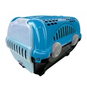 Caja transportadora de mascotas Nº1 con asa, de plástico, AZUL, FURACAO