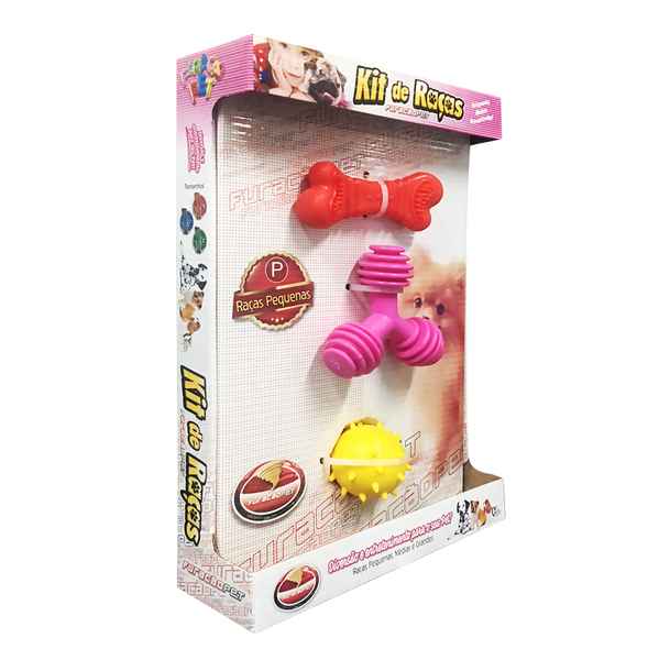 [G3353] Juguete para mascotas de goma x3, para razas pequeñas en caja, FURACAO