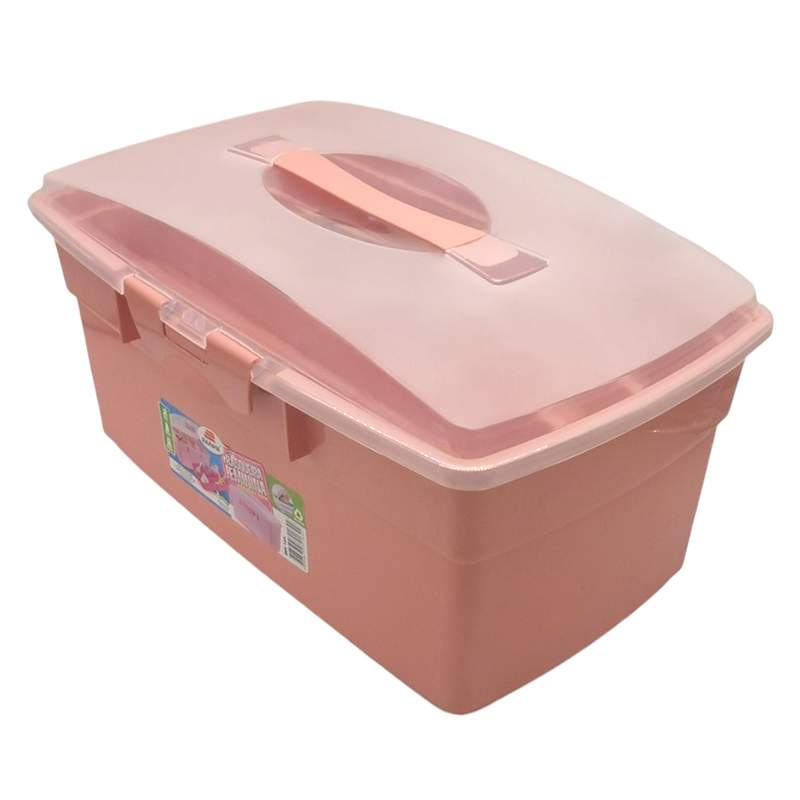 [G3362] Valija de plástico con bandeja, ROSADO