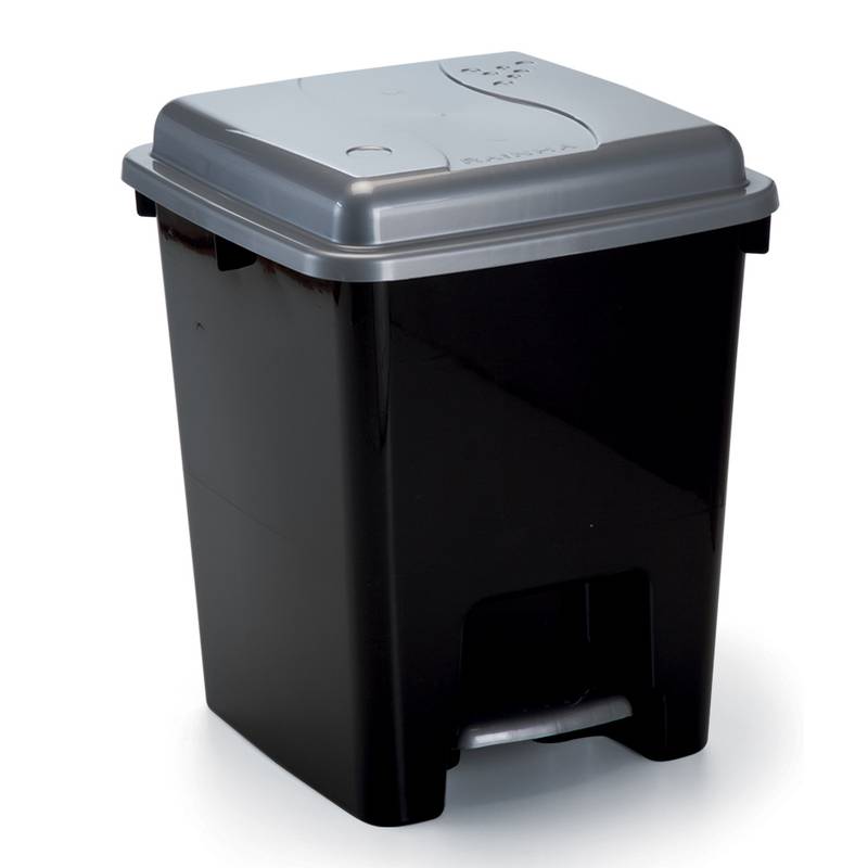 [G3390] Papelera de plástico con pedal 14,5L, NEGRO