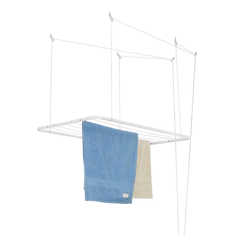 [G3445] Tendedero de ropa colgante de techo, de acero pintado, BLANCO Maxeb