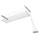 Tendedero de ropa colgante de techo y pared, 5 varillas con poleas independientes, de acero pintado, BLANCO Maxeb