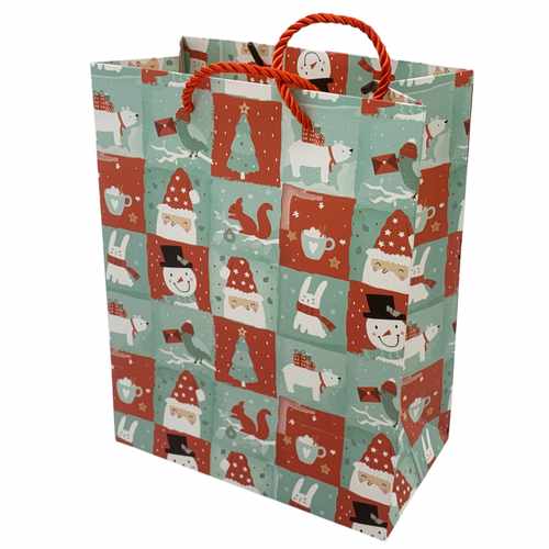 [G3494] Bolsa de regalo de papel diseño navideño surtido, PACK x12