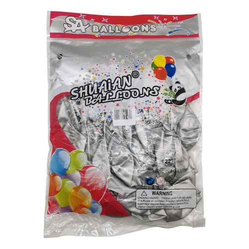 [G3509A] Globo 10" CROMADO plateado, bolsa x50