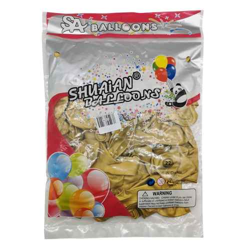 [G3509B] Globo 10" CROMADO dorado, bolsa x50