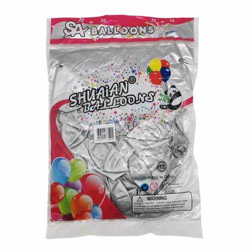 [G3510A] Globo 12" CROMADO plateado, bolsa x50