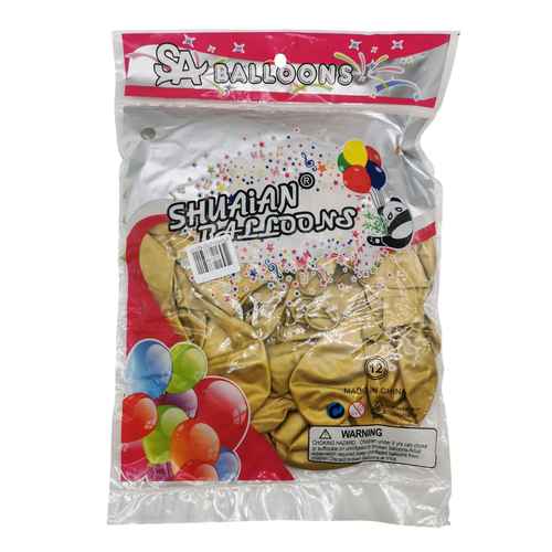 [G3510B] Globo 12" CROMADO dorado, bolsa x50