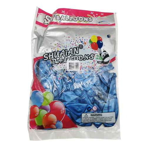 [G3510E] Globo 12" CROMADO azul, bolsa x50