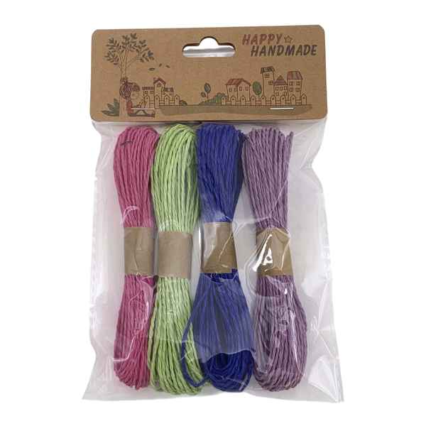 [G3585] Hilo de yute x4 colores, 10m en bolsa, PACKx12