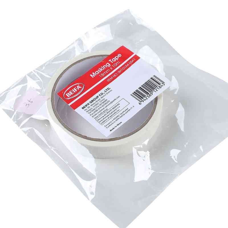 [G3599] Cinta de papel para enmascarar BLANCO, 18mmx10m, en bolsa, BEIFA