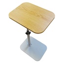Mesa de madera, pie de metal, altura regulable, en caja