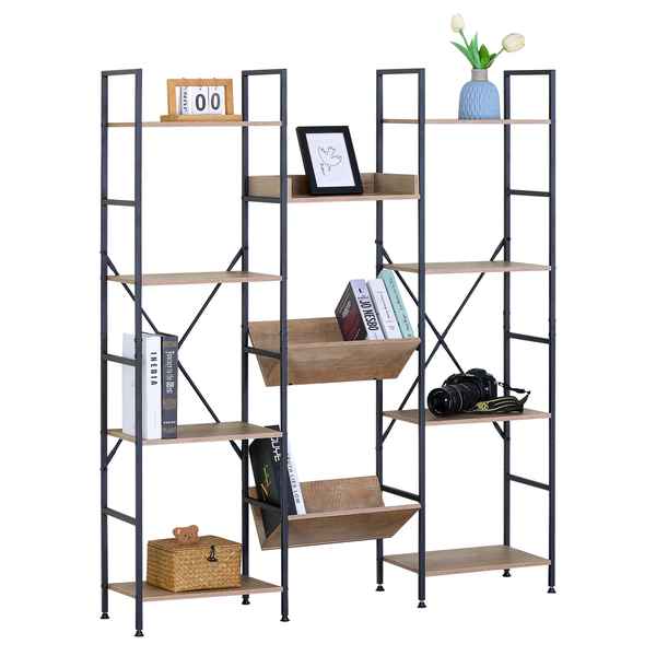 [G3626] Mueble estantería de hierro y MDF, 11 estantes, en caja, Berlina Home