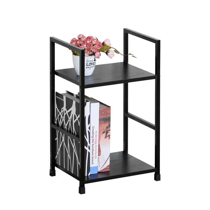 [G3630] Mesa auxiliar o de luz de hierro y MDF 2 estantes, en caja, Berlina Home