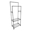 Mueble perchero doble de plástico y metal, con 2 estantes, en caja 2 colores