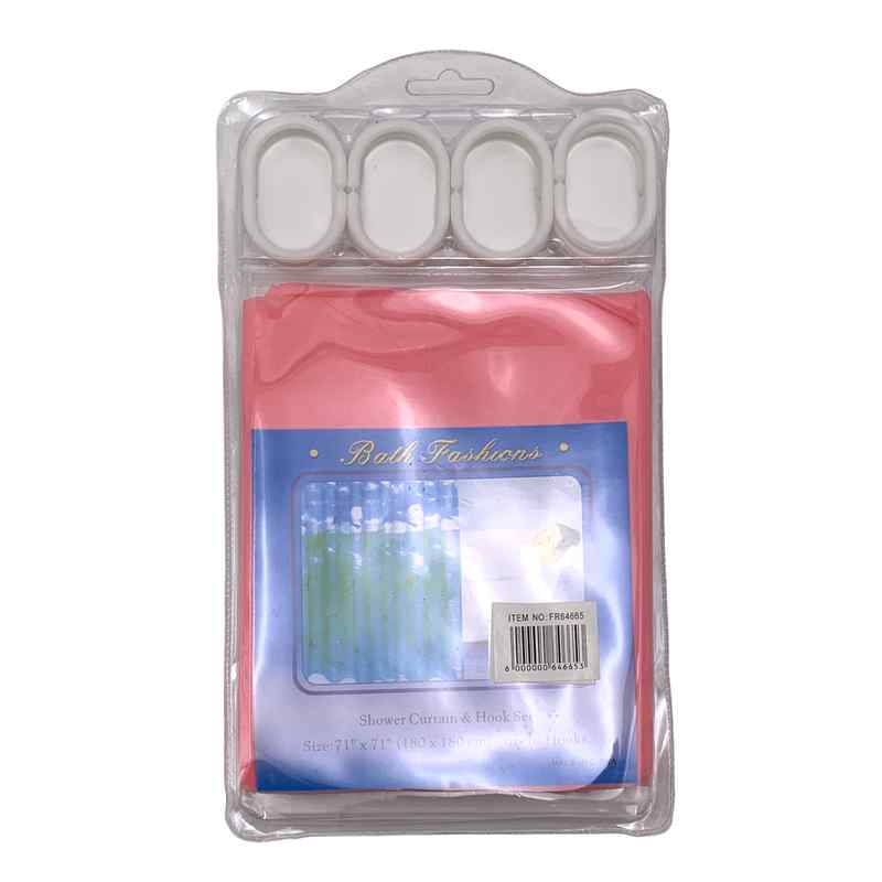 [G3688] Cortina de baño con 12 aros de plástico, de PEVA, varios colores, en blister