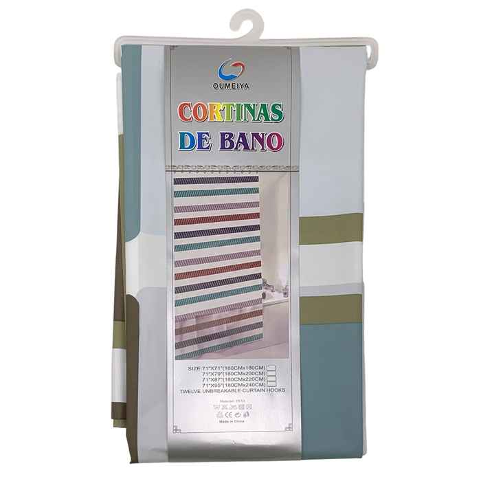 [G3689] Cortina de baño con 12 aros de plástico, de PEVA, varios diseños, en bolsa