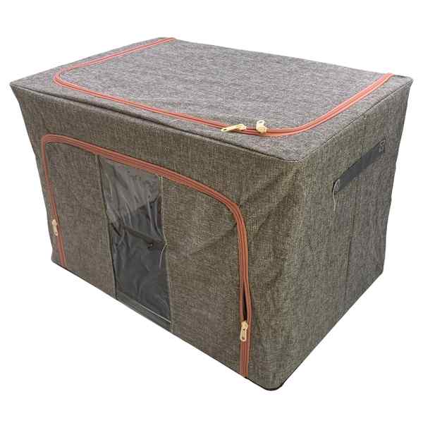 [G3755] Caja organizadora de TNT plegable con visor superior, estructura de metal, 2 cierres, en bolsa, varios colores