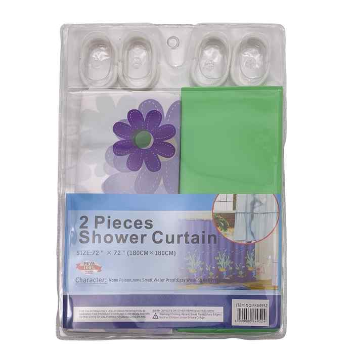 [G3756] Cortina de baño con 12 aros de plástico, de EVA, varios diseños, en blister