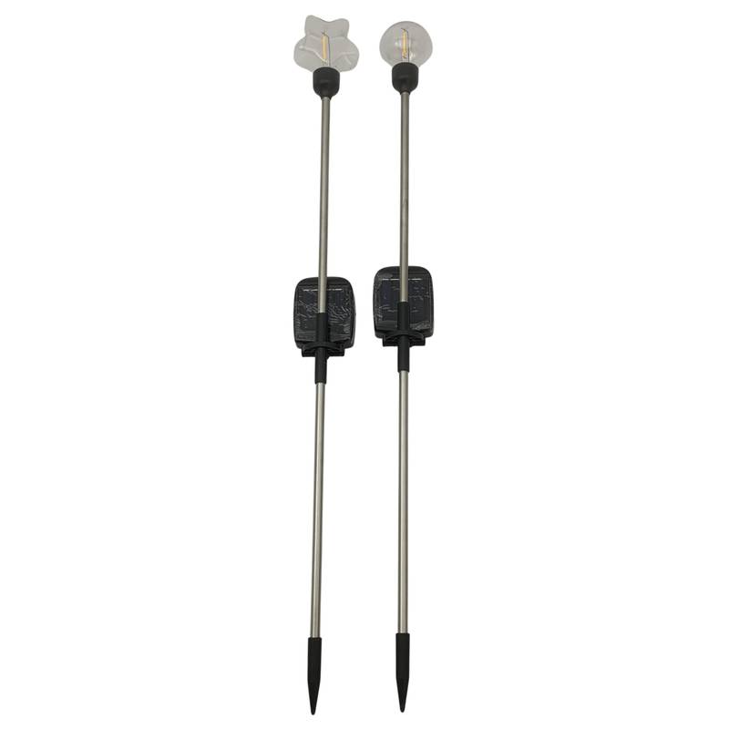 Lámpara led pincho para jardín x2, con panel solar, en caja