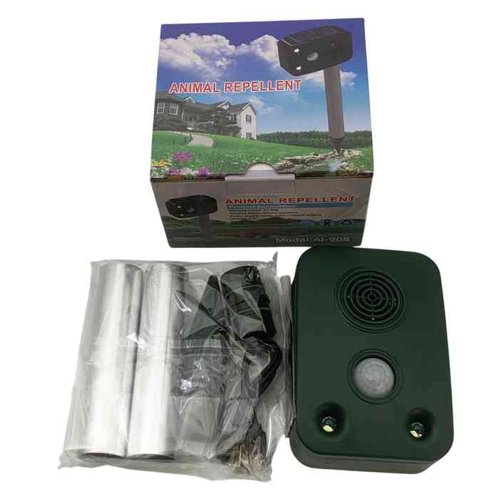 [G3780] Repelente de animales para exterior, ultrasonido con panel solar, en caja