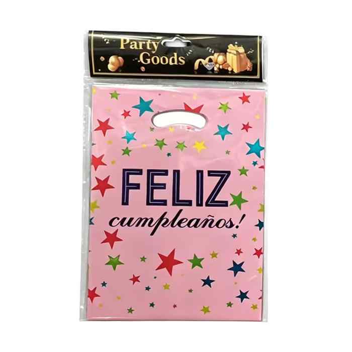 [G3855] Bolsa de regalo o sorpresitas x10 feliz cumple, en bolsa, varios colores