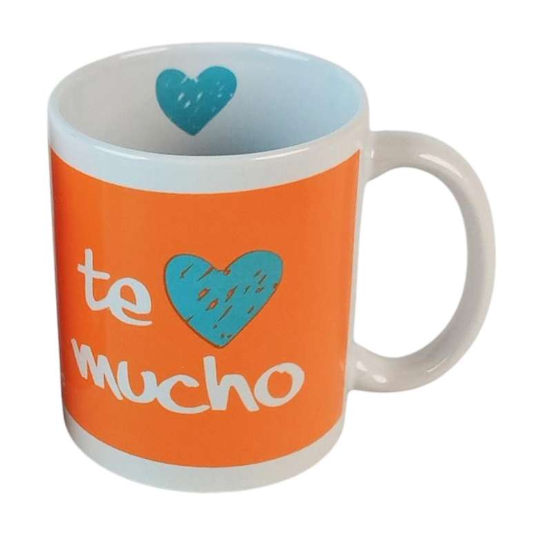 Taza de loza 300ml, corazón te quiero mucho