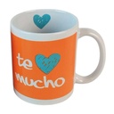 Taza de loza 300ml, corazón te quiero mucho