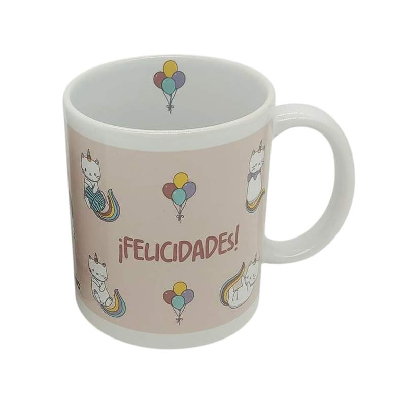 Taza de loza 300ml, felicidades