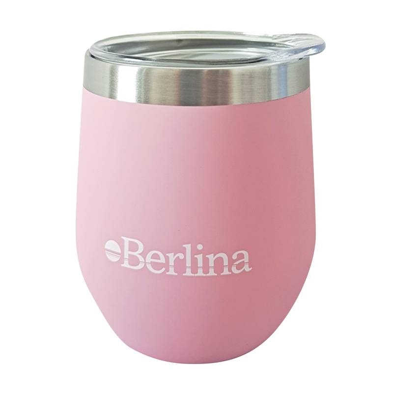 [H2913E] Mate con tapa 220ml Berlina ROSADO, doble pared de acero inoxidable en caja