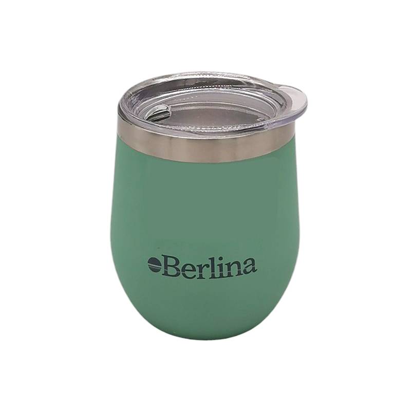 [H2913J] Mate con tapa 220ml Berlina VERDE, doble pared de acero inoxidable, en caja