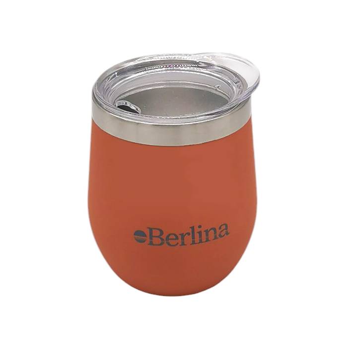 [H2913K] Mate con tapa 220ml Berlina ANARANJADO, doble pared de acero inoxidable, en caja