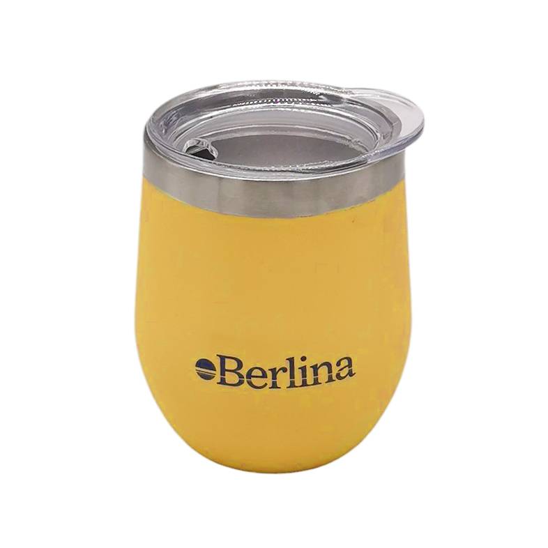 Mate con tapa 220ml Berlina MOSTAZA, doble pared de acero inoxidable, en caja