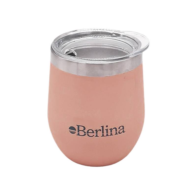 Mate con tapa 220ml Berlina ROSADO, doble pared de acero inoxidable, en caja