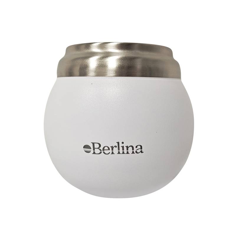 [H3778BL] Mate 210ml Berlina BLANCO, doble pared de acero inoxidable en caja