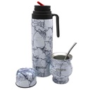 Termo 1L media asa con mate 180ml y bombilla, pico cebador, base antideslizante, Berlina en caja