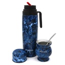 Termo 1L media asa con mate 180ml y bombilla, pico cebador, base antideslizante, Berlina en caja