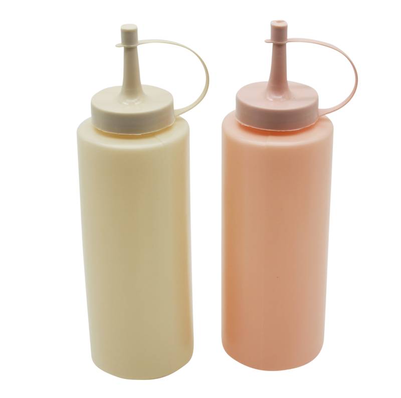 [HA2467] Botella dispensador de plástico con pico x2, para salsas, en bolsa