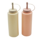 Botella dispensador de plástico con pico x2, para salsas, en bolsa
