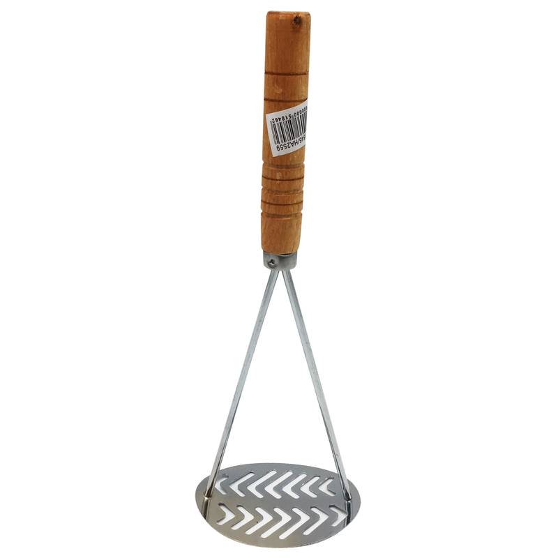 Pisapapas de metal con mango de madera